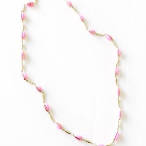 J. CREW Long Necklace Gold Chain Pink Beads
